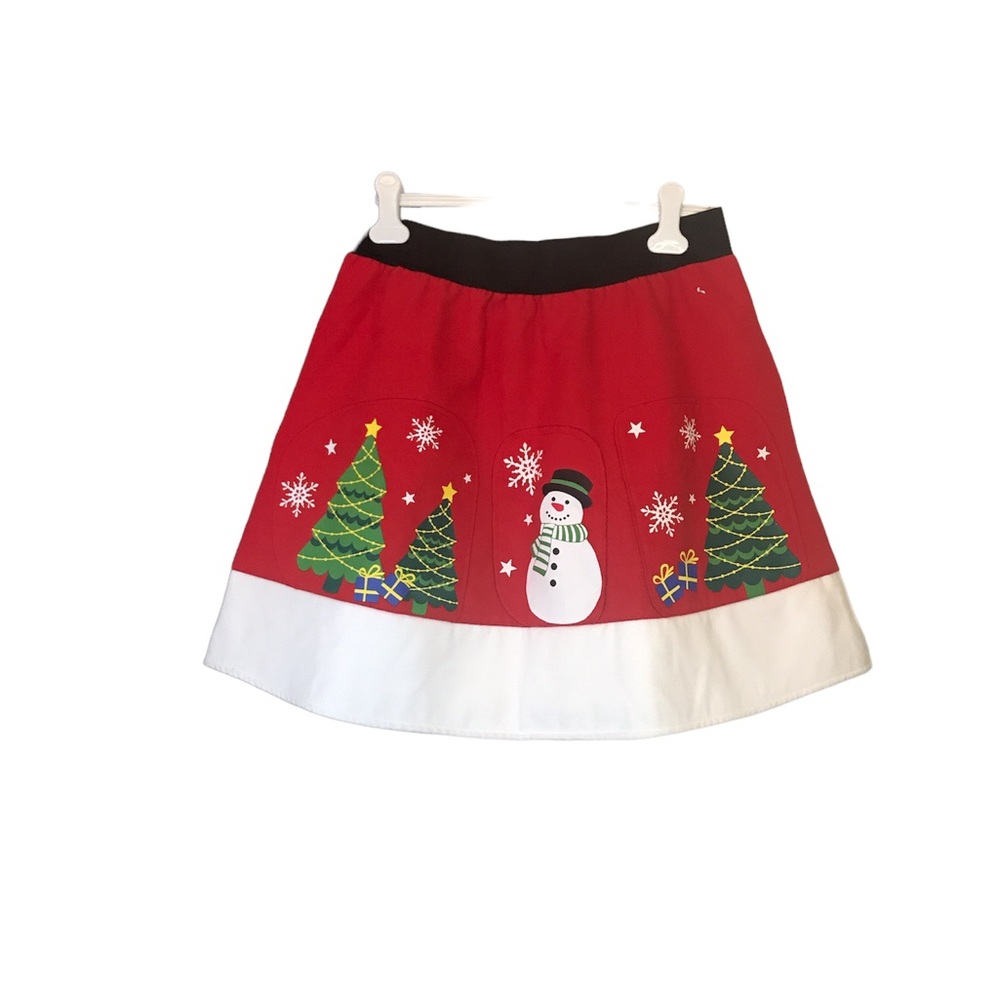 Merry & bright woman’s Christmas tree novelty skirt retro red felt